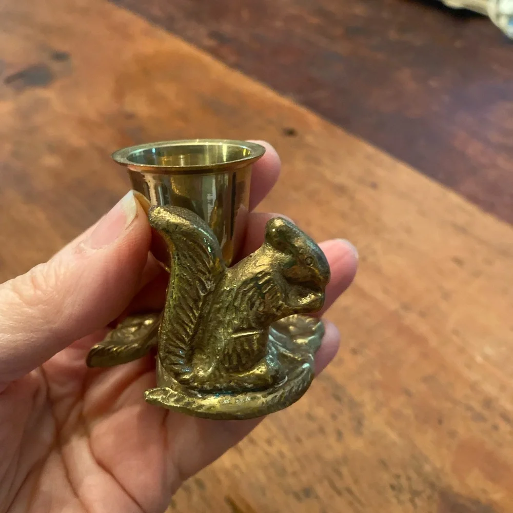 Charming Brass Squirrel Candle Holder Accent - Picture 3 of 6